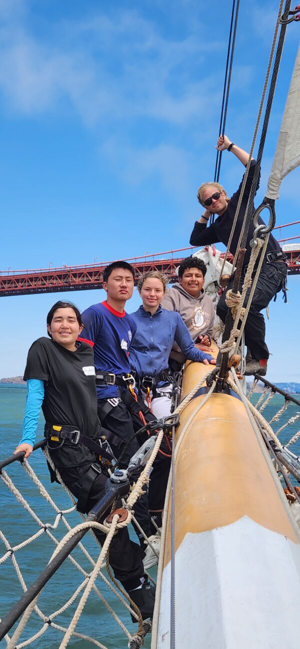 Youth Voyage July 2025 Youth sailors with Golden Gate Bridge in the background