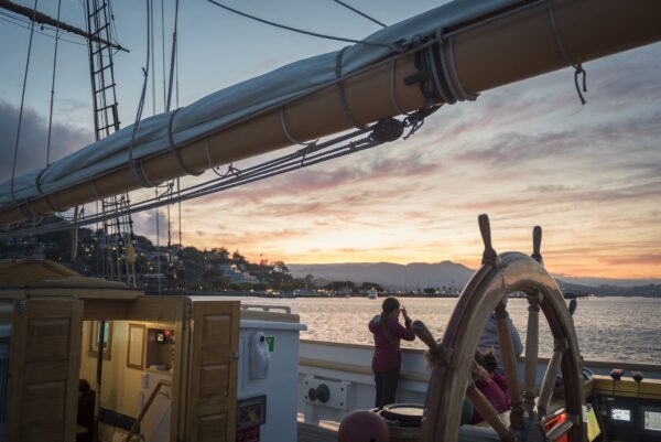 Sunset on tall ship Matthew Turner